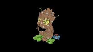 Baby Groot, Superheroes, Dark, Black, Oled, Minimalism, Minimalist, Artist, Artwork, Digital Art, 4K wallpaper