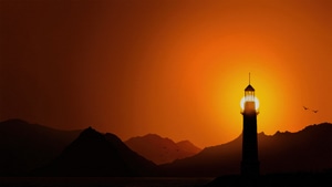 Lighthouse, Evening, Sunset, Artist, Artwork, Digital Art, Artstation, 4K wallpaper