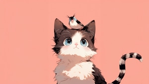 Cat, Bird, Minimalism, Minimalist, Ai, Cute, Artist, Artwork, Digital Art, 4K wallpaper