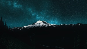 Mount Rainier, Night sky, Starry sky, Milky Way, Mount Rainier National Park, 4K wallpaper