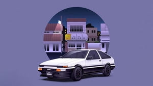 Initial D, Netflix, Anime, Movies, Minimalism, Minimalist, Artstation, Artist, Artwork, Digital Art, 4K wallpaper
