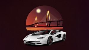 Lamborghini Countach, Lamborghini, Cars, Minimalism, Minimalist, Artist, Artwork, Digital Art, Artstation, 4K wallpaper