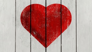 Red heart, Wooden background, Wooden Planks, Love heart, 4K wallpaper