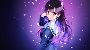 Anime girl, Purple aesthetic, 4K wallpaper