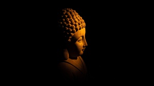 Gautama Buddha, Statue, Lord Buddha, Black background, Buddhism, Spiritual, 4K wallpaper