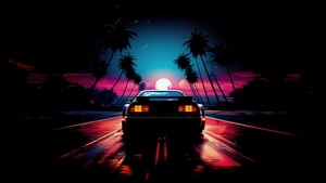 Delorean, Outrun, Synthwave, Cars, Artist, Artwork, Digital Art, 4K wallpaper