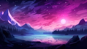 Mountains, Lake, Minimalism, Minimalist, Artist, Artwork, Digital Art, 4K wallpaper