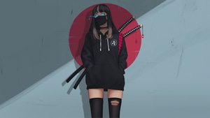 Samurai, Warrior, Sword, Anime Girl, Anime, Artist, Artwork, Digital Art, Artstation, 4K wallpaper