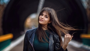 Leather, Jacket, Girls, Model, 4K wallpaper