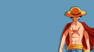 Monkey D. Luffy, Straw Hat Pirates, Minimalist, Blue background, Faceless, 4K wallpaper
