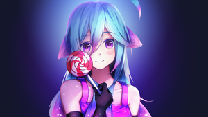 Anime girl, Lollipop, Purple aesthetic, 4K wallpaper