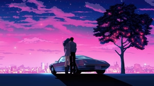 Couple, Love, Synthwave, Artist, Artwork, Digital Art, 4K wallpaper