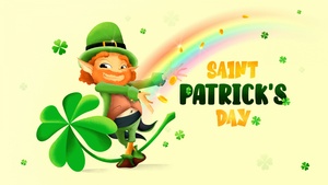 St. Patricks Day, Yellow aesthetic, Illustration, Shamrock, Four-leaf clovers, 4K wallpaper