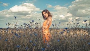 Girls, Orange Dress, Model, 4K wallpaper