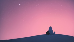 Minimalism, Minimalist, Dog, Winter, Stars, Artist, Artwork, Digital Art, Deviantart, 4K wallpaper