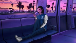 Synthwave, Train, Artist, Artwork, Digital Art, Artstation, 4K wallpaper
