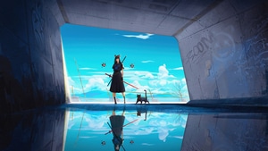 Anime Girl, Anime, Warrior, Sword, Cat, Artist, Artwork, Digital Art, Artstation, 4K wallpaper