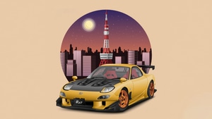 Mazda Rx7, Mazda, Cars, Minimalism, Minimalist, Artist, Artwork, Digital Art, Artstation, 4K wallpaper