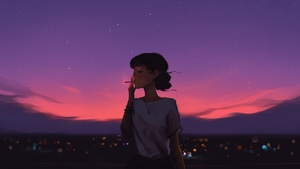 Lofi, Smoking, Artist, Artwork, Digital Art, 4K wallpaper
