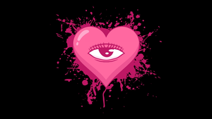 Weirdcore, Pink Heart, Black background, Love heart, AMOLED, 4K wallpaper