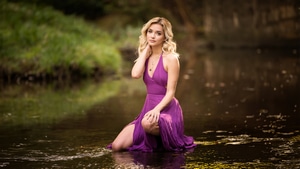 Purple Dress, Cute, Girls, Model, 4K wallpaper