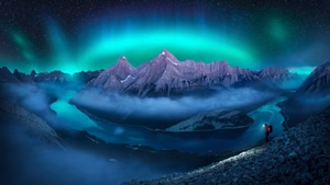 Aurora, Northern Lights, Mountains, Nature, 4K wallpaper
