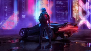 Cyberpunk 2077, Samurai jacket, Neon city, Cyberpunk girl, 4K wallpaper