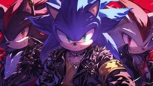 Sonic, Punk rock, AI art, 4K wallpaper