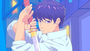 Yuta Okkotsu, Samurai, Katana, Synthwave, Vaporwave, Japanese, Lofi boy, 4K wallpaper
