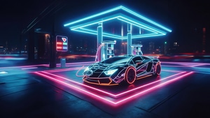 Lamborghini, Neon, Cars, Ai, Artist, Artwork, Digital Art, 4K wallpaper