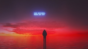 Alone, Hoodie, Typography, Sunset, Artist, Artwork, Digital Art, 4K wallpaper