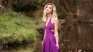 Purple Dress, Cute, Girls, Model, 4K wallpaper