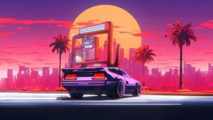 Synthwave, Cars, Artist, Artwork, Digital Art, 4K wallpaper
