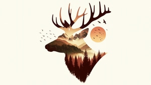 Reindeer, Minimalism, Minimalist, Artist, Artwork, Digital Art, 4K wallpaper