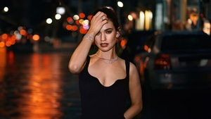 Lily James, Celebrities, Girls, Model, Black Dress, 4K wallpaper