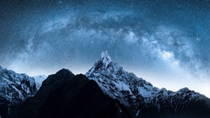 Landscape, Stars, Mountains, Nature, 4K wallpaper