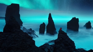 Aurora, Northern Lights, Rocks, Nature, 4K wallpaper