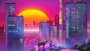 Cowboy, Retrowave, Synthwave, Artist, Artwork, Digital Art, Artstation, 4K wallpaper