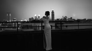 Asian, Girls, Model, Monochrome, Black And White, White Dress, 4K wallpaper