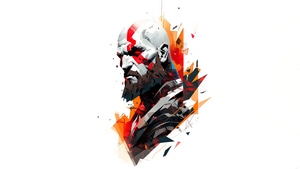 God Of War, Kratos, Artwork, Artist, Digital Art, Art, White, Artstation, 4K wallpaper