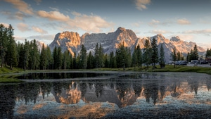 Mountains, Reflection, Sunset, Nature, 4K wallpaper