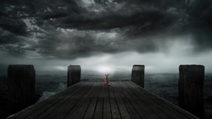 Fox, Alone, Dark, Pier, Artist, Artwork, Digital Art, 4K wallpaper