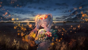 Frieren, Anime girl, Surreal, Flower bouquet, Frieren: Beyond Journeys End, 4K wallpaper