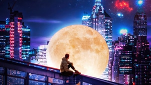 City, Night, Moon, Scifi, Artist, Artwork, Digital Art, 4K wallpaper