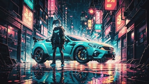 Anime, Cars, Artwork, Digital Art, Cityscape, Art, 4K wallpaper