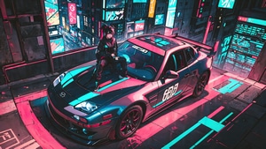 Anime, Cars, Cyberpunk, Artwork, Digital Art, 4K wallpaper