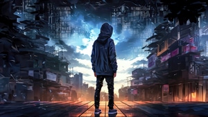 Hoodie, Alone, Artist, Artwork, Digital Art, 4K wallpaper