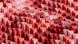 Red hearts, 3D background, Abstract art, 4K wallpaper