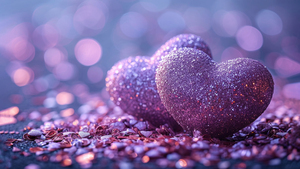 Purple hearts, Bokeh Background, Purple aesthetic, Glitter background, 4K wallpaper