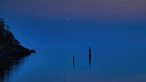 Sunset, Moon, Nature, Relaxing, 4K wallpaper